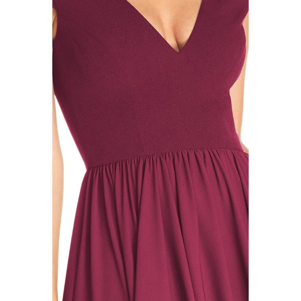 SOLD DRESS THE POPULATION Corey Flare Chiffon Dress Magenta Large (8-10) - Picture 2 of 12
